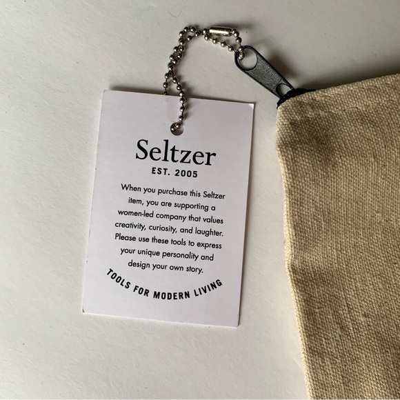 Seltzer Goods Girls Can Do Anything Pouch in Cream and Blue - Picture 7 of 7